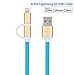 NICEYOU 30CM 1Ft BLUE 2 in 1 Lightning to MicroUSB Charge and Sync Cable for Apple iPhone Samsung Android Cell Phones Smartphones Tablets