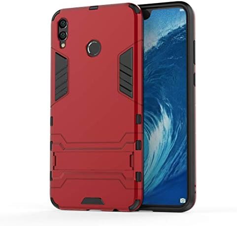 KISCO for Samsung Galaxy M20 Case,TPU+PC Hybrid Armor Cover ShockProof Anti-Scratch Foldable Holder Dual-Layer Protective Case for Samsung Galaxy M20-Red