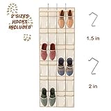 Simplized Over The Door Shoe Organizer | 24 Large Pockets with 2 x 4 Hooks | Heavy Duty Fabric | Hanging Shoe Rack Over The Door | Hanging Shoe Organizer for Closet Shoes Storage | Hang On Behind Back
