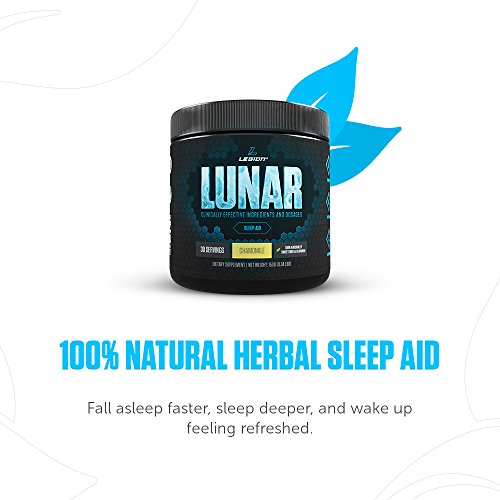 Legion Lunar Natural Sleep Aid Supplement - Herbal Sleeping Aids for Insomnia Relief & to Fall Asleep Fast. with Melatonin, L-Glycine, Lemon Balm Extract & Rutaecarpine. Safe & Healthy. 30 Svgs.