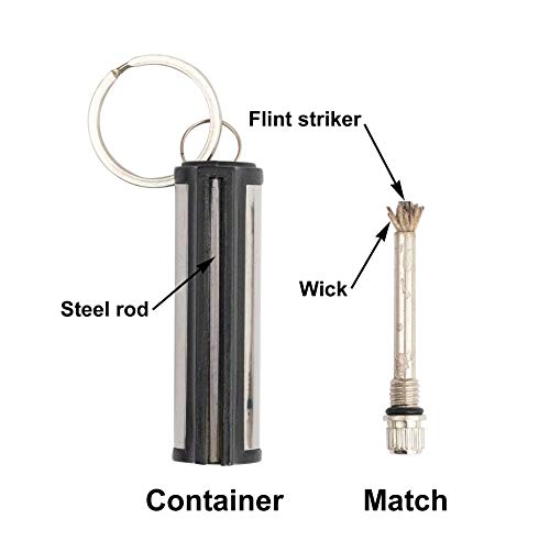 SURVIVE Permanent Match, Pack of 3, The Forever Lighter, Emergency Fire Starter Striker Set, Metal Keychain Unlimited Waterproof Stick