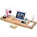 HEALIFTY Bathtub Tray - Craft Bamboo Bath Caddy Tray Retractable Bath Bridge Table Storage Rack Shelf Tablet Holder for Bed, Laptop, Reading