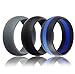 OLLSDIRE Mens Silicone Wedding Ring Wedding Band - 3 Rings Pack - 8.7mm Wide (2mm Thick) - Black, Grey, Black & Blue (9)