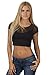 Hollywood Star Fashion Women's Short-Sleeve Mesh-Back Sweetheart Crop Top