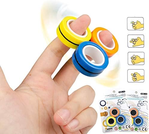 Akko 3pcs Fidget Spinner Toys Magnetic Finger Rings Rescue Bad Emotions Such As Anxiety Autism And Hyperactivity In Adults And Teenagers Nice Gifts For Boys And Girls Green Novelty Gag Toys Kolenik Fidget Toys