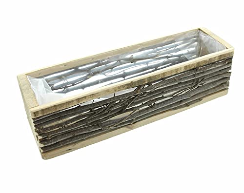 Dekoleidenschaft Pflanzkasten „Zweige“, 45x13 cm, aus recyceltem Holz & Birkenzweigen, Blumenkasten, Pflanzschale… – Bild 3