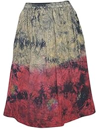 Women's Long Skirt Boho Tie- Dye Beige Pink Bohemian Maxi Skirts M