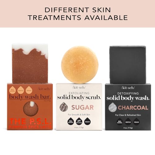 Kitsch Exfoliating Sugar Scrub for Body – All Natural Body Scrub Bar Soap for Smooth, Hydrated & Glowing Skin - Vegan Soap Bar Exfoliator for Men and Women - Made in the USA - 4 oz