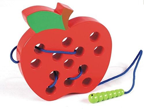 Zhisan Apple Shaped Intelligence Lacing Game Montessori Puzzle Threading Kid Wooden Toy