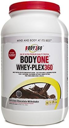 BodyOne Whey-Plex360 - Best Tasting Whey Protein Complex With BCAAโs, Free Form Aminos + More, Sweetened With Stevia, 24G Protein, 1G Sugar, 2G Carb, Delicious Chocolate Cream Milkshake, 2 Pound