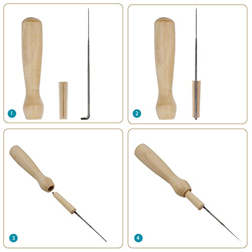 Quwei 63 Pieces 3 Sizes Felting Needles Wool Felt Tools with 3 Pieces Clear Bottles and 3 Pieces Wooden Handles - Thumbnail 2