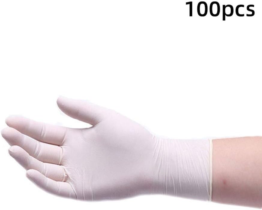 xmke96 100Pcs Disposable Protective Gloves Nitrile Inspection Isolation Pollution Source Gloves Disposable Oil-Proof Cleaning Sanitary Gloves Car Maintenance Work Gloves White M