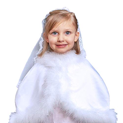 Girls First Communion Veils | Confirmation Christening Veils | Floral and Bright Headpieces | Catholic Children Veils | Christian Apparel (Two White Flowers)