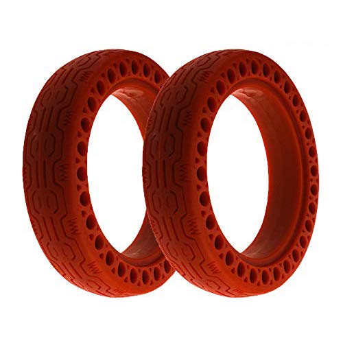 Flycoo2 Colored Solid Honeycomb Tyres for Xiaomi M365 / Pro Electric Scooter 8 1 / 2x2 8.5 Non-Slip Replacement Tires Front Rear (Red×2)