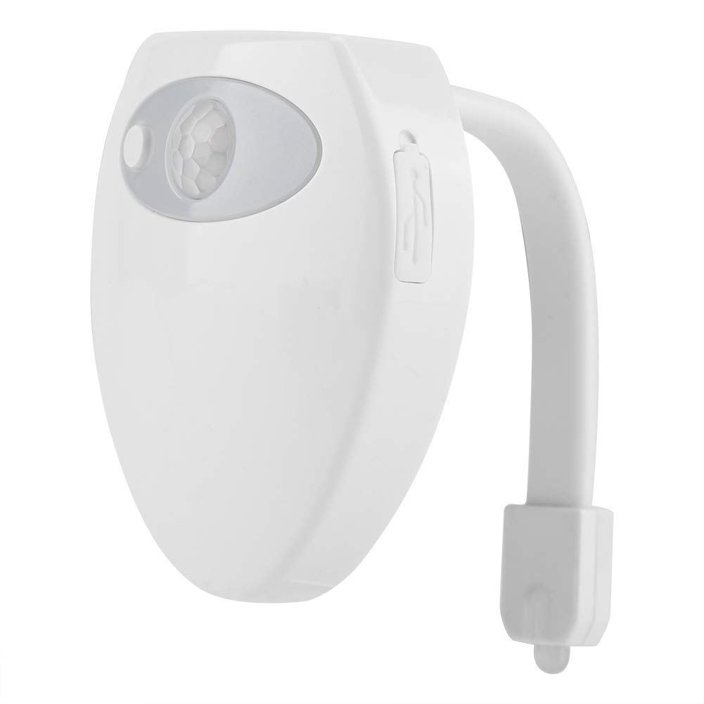 Toilet Night Light, Rechargeable Toilet LED Motion Induction Bathroom Night Light Sensor 8-Color Changing Light with USB Cable Great for Potty Training