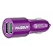 PASBUY 4.8A 31.5W QC 3.0 Dual USB Fast Car Charger for iPhone iPad, Samsung Galaxy, Note, HTC, Motorola, Nokia Etc (Purple.)