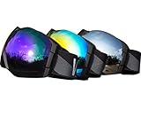 WACOOL Multicolor Professional Snowmobile Snowboard Skate Ski Goggles with Detachable Wide Vision Double Lens Anti-fog Extra-large Spherical Lens, Helmet Compatible, Over the Glass, UV400