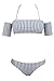 Off-the-shoulder Striped Bikini Swimsuit