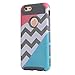 iphone 6 case,BAISRKE[2in1] Heavy Duty Hybrid Hard Case for Apple Iphone 6, 6s, 6g, 6th Generation,Powder Blue Mint Teal and Coral Pink Split Chevron Design Cover (Gray Silicone Shell)