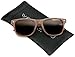 WearMe Pro Faux Wood Reflective Color Lens Horn Rimmed Sunglasses (Dark Wood Print, 54)