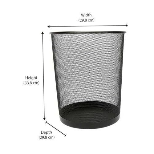 @home by Nilkamal Big Mesh Garbage Dustbin|Perforated Without Lid | Ideal Dustbin for Home, Bathroom, Kitchen, Office, Bedroom | Set Includes 1 Dustbin | 16 LTR | 29 x 23 cm | Black 3