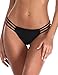 RELLECIGA Women's Triple Strappy Black Bikini Bottoms Thong Size Small