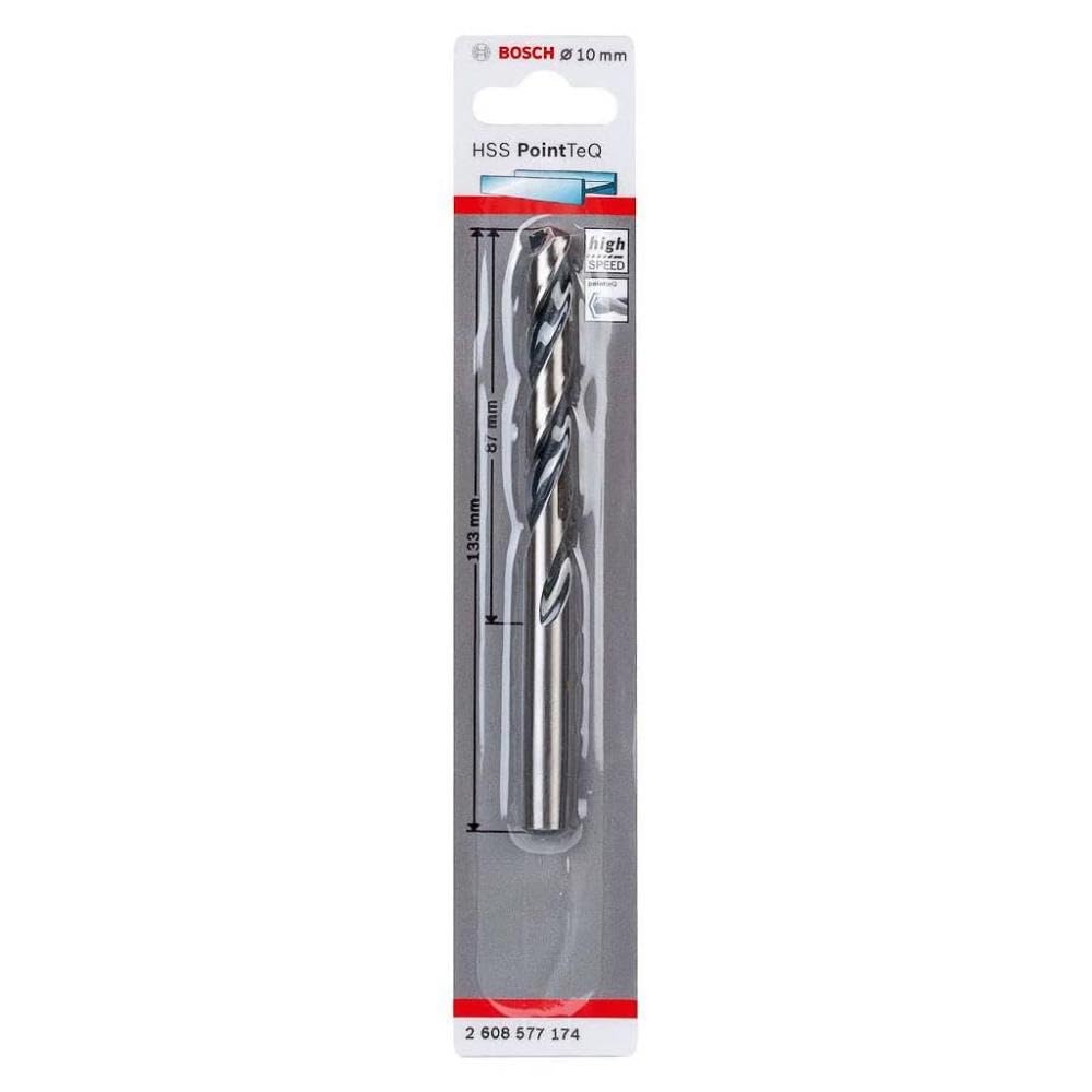 Bosch Professional PointTeQ HSS Twist Drill Bit (for Metal, 10 x 87 x 133 mm, Accessories for Drill Driver)