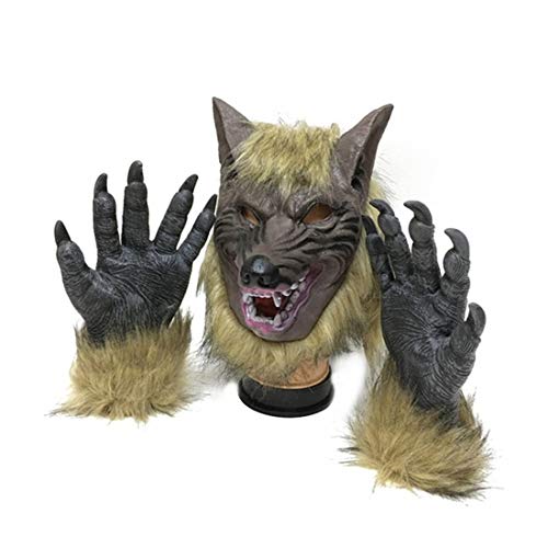 Wolf Mask and Claw Gloves, Halloween Werewolf Costume Wolf Head Mask