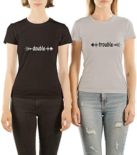 VivaMake Pack 2 Original Women T-Shirts Best Friends Cute Design Double Trouble