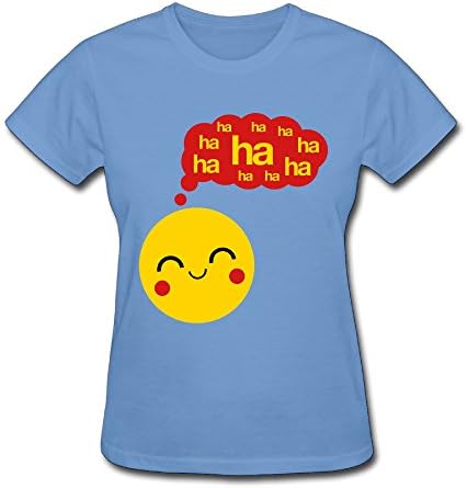 Ruiyinji Smiley Haha Women's Short Sleeve Crew Neck T ShirtSize XXL Color Sky