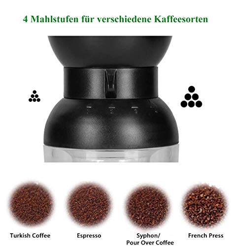 Kaffeemühle manuell mit verstellbarem Keramikmahlwerk, Kaffeemühle Hand aus Edelstahl, Tragbare Premium Espresso Mühle… – Bild 4