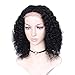 WIGNEE Curly Wigs Lace Part 100% Brazilian Human Hair 4x4 Lace Closure Middle Part Bob Glueless Wigs Natural Black (12 Inch)
