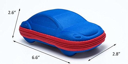 Pack of 2 Candy Color Kids Cartoon Sunglasses Case Car Shaped Spectacle Zipper Hard Eyeglass Case Box (Boys or Neutral)