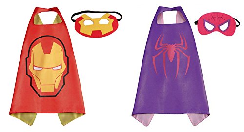 Athena Dress Up Ironman & Spidergirl 2 Capes, and 2 Masks Gift Box Included