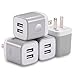 USB Wall Charger, X-EDITION 4-Pack 10.5W/2.1A Universal 2-Port USB Wall Plug Power Adapter for Phone X, 8/8 Plus 7/7 Plus, 6/6 Plus 6S, Pad, Samsung Galaxy S5 S6 S7 Edge, Nexus, LG (Gray) primary