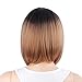 Netgo Black and Brown Ombre Bob Wig Short Straight Synthetic Full Wigs for Black Women