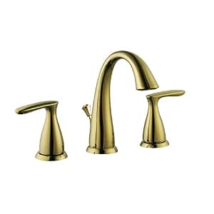 AquaSource Polished Brass 2Handle Widespread WaterSense Bathroom Faucet Drain Included 