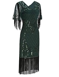Metme 20s vestidos de fiesta Art Deco Lentejuelas con flecos Gatsby Flapper vestido de cóctel con 2 3 mangas