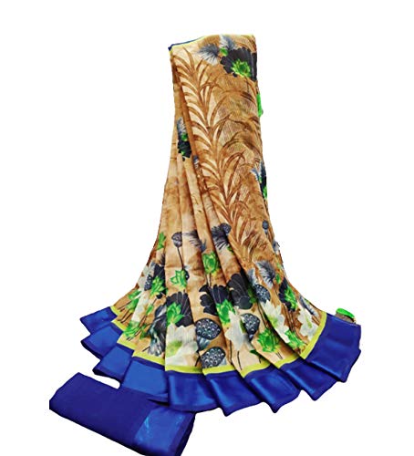 Womens Beautiful pedding Cotton printed Saree with Sartin Border and Running Blouse-05