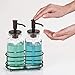 mDesign Double Liquid Hand Soap Glass Dispenser Pump Bottle Caddy for Kitchen Sink, Bathroom Vanity Countertops - Holds Castile Soap, Dish Soap, Hand Sanitizer, Essential Oils - Clear/Bronze