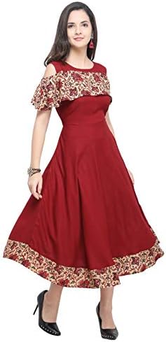Shopping Queen Women's Rayon Solid Kurti(A125_Maroon)