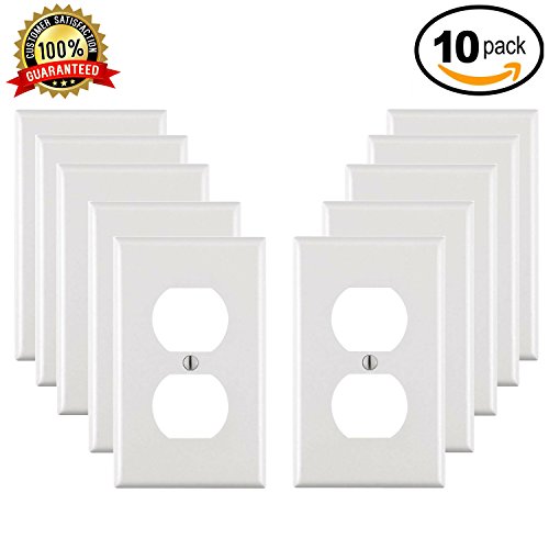 Standard Outlet Covers Duplex Outlet Cover 1-Gang Wall Plate Power Wall Outlet Cover Plate Size Thermoplastic Nylon Device Mount Wallplate, White (10 Pack) - Thumbnail 3