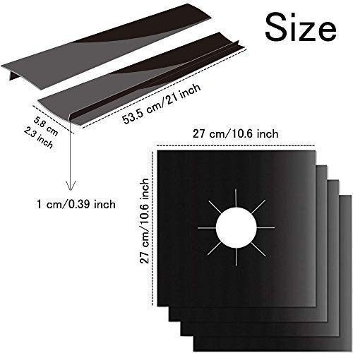 4 Pcs Gas Stove Burner Covers + 2 Pcs Silicone Kitchen Stove Counter Gap Cover - Heat Resistant Gas Range Protectors Reusable Dishwasher Safe, Easy to Clean and Cut - Thumbnail 6