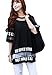 Leiwo Women's Lady Summer Korean Short Sleeve Lace Loose Splice Thin T-Shirt Black XL