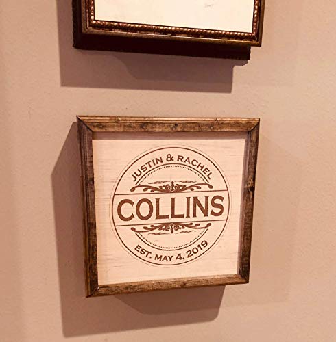 Personalized Hidden Gun Safe or Jewelry Concealment Wood Wall Hanging with Engraved Family Name and Wedding Date - Thumbnail 4