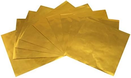 100 Pcs Foil Wrappers Square for Chocolate Sweets Confectionary Gold by VOSO