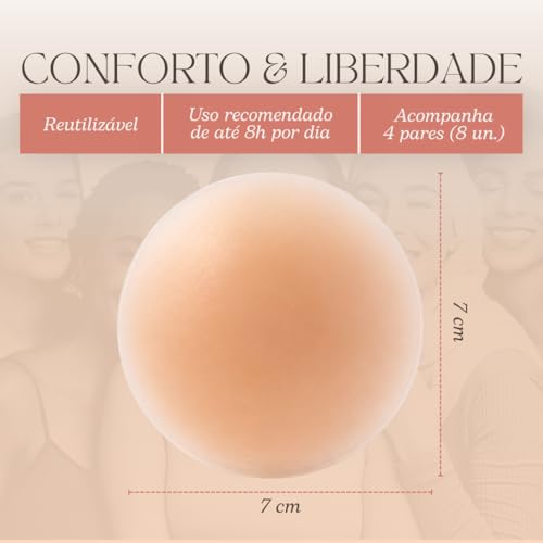 Combo 04 Pares de Protetor De Mamilo Tapa Bico do Seio Aréola Flexível Silicone Reutilizável Lavável Adesivo