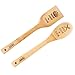 Unique Bamboo Cooking Spoon & Spatula Set - Keep Calm & Cook Design | Wooden Kitchen Utensils Set | Includes (1) Spoon (1) Spatula | Great For Home Decor Or Cute Chef Gift
