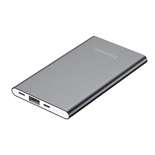 Portable Charger Yoobao Ultra Slim 4000mAh Power Bank Lightweight Pocket Size External Cell Phone Battery Backup Pack with Dual Input Compatible iPhone X 8 7 6 5 Plus Android Smartphone etc - Gray