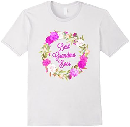 Men's Best Grandma Ever Rose Wreath T Shirt Mother's Day Large White
